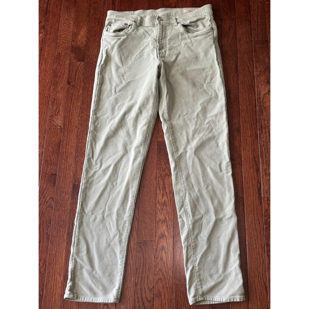 Faherty Stretch Terry 5 Pocket Pants Mens 34x32 Green Slim Straight MBC0020
